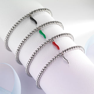 Steel Bracelet – Beads & Horn | L’Iconica