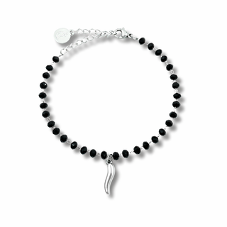 Bracelet Chaîne en Acier – Perles Cristallo & Corne | Eleganza