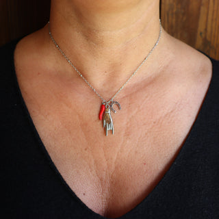 Steel Necklace - Beaded Chain, Horn, Mano Cornuto, Horseshoe I Fortuna