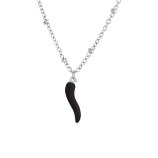 Silver Necklace – Beaded Chain & Horn Pendant | Eleganza