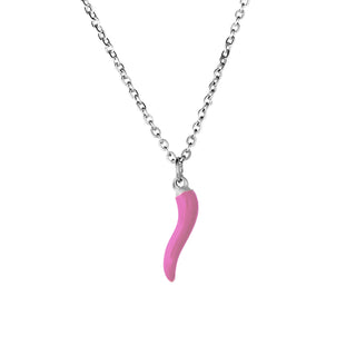 Silver Stainless Steel Chain Necklace – Horn Pendant | L’Iconica