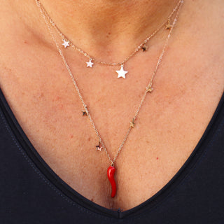 Collier en Acier – Chaîne Double Rangs Corne & Étoile | Fortuna
