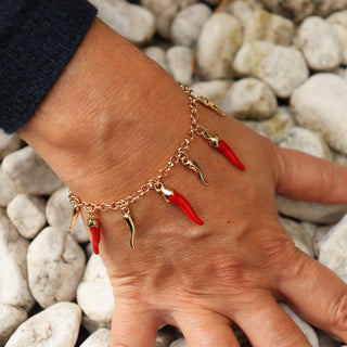 Steel Bracelet – Chain & Red and Steel Horns | L'Iconica