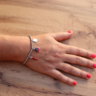 Stainless Steel Beaded Bracelet – Corona Horn, Ladybug & Clover | Fortuna