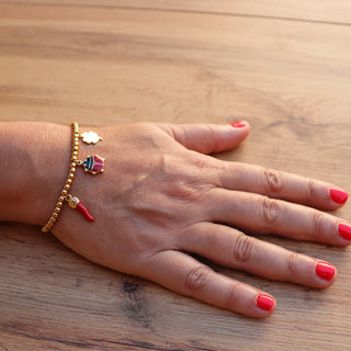 Stainless Steel Beaded Bracelet – Corona Horn, Ladybug & Clover | Fortuna