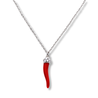 Steel Chain Necklace – Corno Corona & Zircons | Eleganza