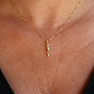 Gold Plated Silver Chain Necklace – Silver Horn Pendant | L’Iconica