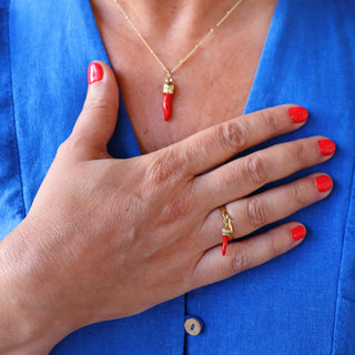 Bague Ajustable en Acier – Pendentif Corno Corona | L’Iconica