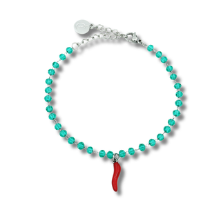 Bracelet Chaîne en Acier – Perles Cristallo & Corne | Eleganza