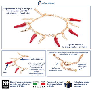 Steel Bracelet – Chain & Red and Steel Horns | L'Iconica
