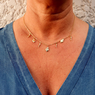 Collier Chaîne en Acier  – Corne & Cœur Sacré | Vabbe