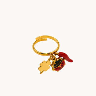 Bague Ajustable en Acier  – Corno, Coccinelle & Trèfle | Fortuna