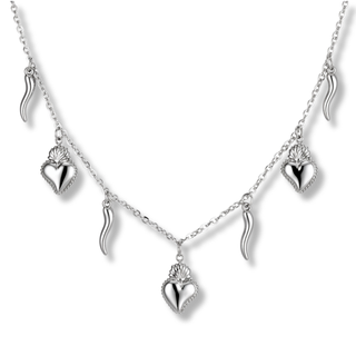 Steel Chain Necklace – Horn & Sacred Heart | Vabbe