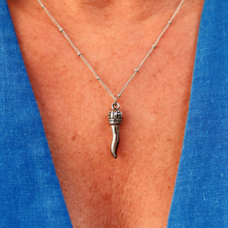Steel Necklace – Beaded Chain & Corno Corona | L’Iconica