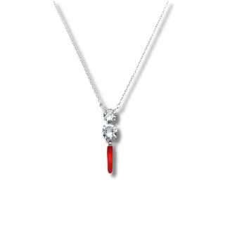 Silver Steel Chain Necklace – Horn & two Zircon Solitaires | L’Iconica