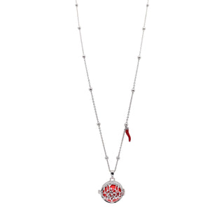 Eleganza Necklace Beaded Chain, Albero della Vita Bola with Zircons and Horn