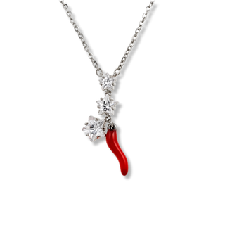 Steel Chain Necklace – Horn & Zircon Stars | L’Iconica