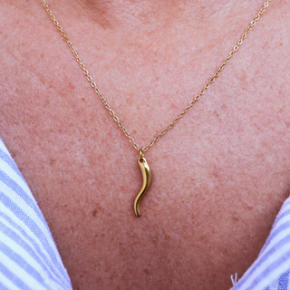 Gold-plated Steel Chain Necklace – Horn Pendant | L’Iconica