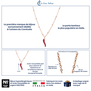 Steel Necklace – Beaded Chain & Horn Pendant | Eleganza
