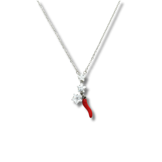 Steel Chain Necklace – Horn & Zircon Stars | L’Iconica