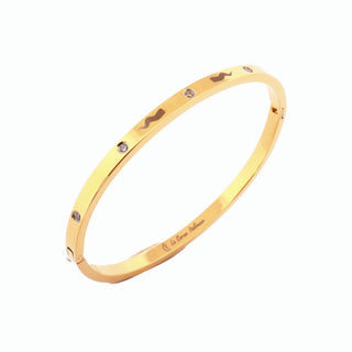 The Iconica Bangle bracelet in steel, with embedded Zircon and external engraving