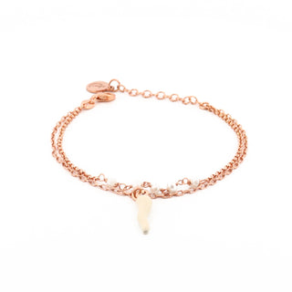 Fortuna Double-Row Chain Bracelet in Rose Silver, Silver Horn Crystal Beads
