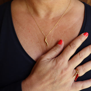 Gold-plated Steel Chain Necklace – Horn Pendant | L’Iconica