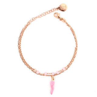 Fortuna Double-Row Chain Bracelet in Rose Silver, Silver Horn Crystal Beads