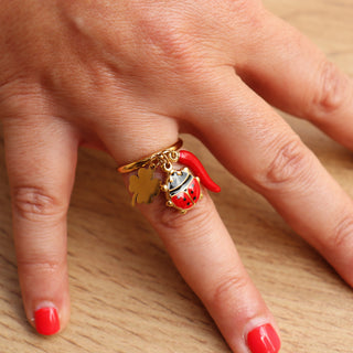 Bague Ajustable en Acier  – Corno, Coccinelle & Trèfle | Fortuna