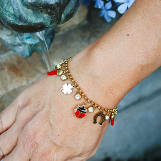 Steel Bracelet – Corno Corona, Clover, Horseshoe, Ladybug | Fortuna