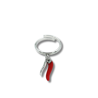 Adjustable Steel Ring – Doppio Corno Pendant | L’Iconica