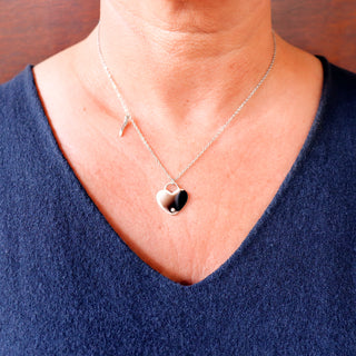 Steel Chain Necklace – Horn & Zircon Heart Medallion | Amore