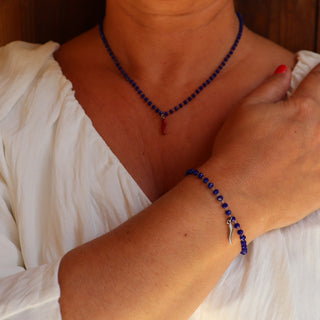 Bracelet Chaîne en Acier – Perles Cristallo & Corne | Eleganza