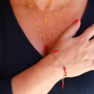 Collier en Acier – Chaîne Double Rangs Corne & Étoile | Fortuna