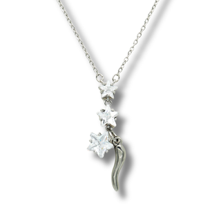 Steel Chain Necklace – Horn & Zircon Stars | L’Iconica