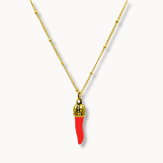 Steel Necklace – Beaded Chain & Corno Corona | L’Iconica