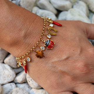 Steel Bracelet – Corno Corona, Clover, Horseshoe, Ladybug | Fortuna