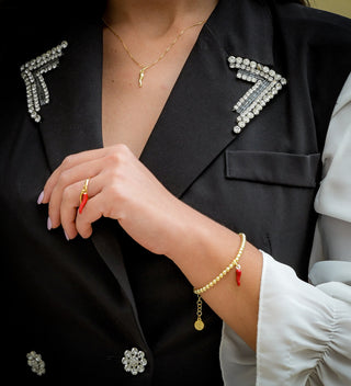 Gold Plated Silver Chain Necklace – Silver Horn Pendant | L’Iconica