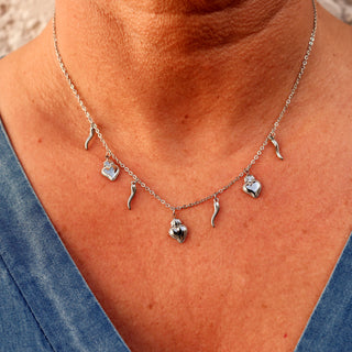 Collier Chaîne en Acier  – Corne & Cœur Sacré | Vabbe