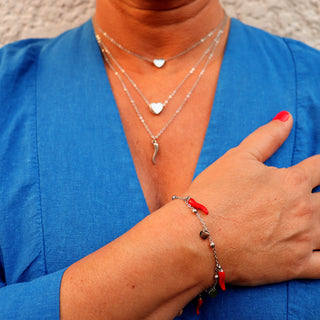 Steel Beaded Chain Bracelet – Horn & Heart | Amore