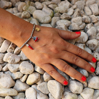 Stainless Steel Beaded Bracelet – Corona Horn, Ladybug & Clover | Fortuna