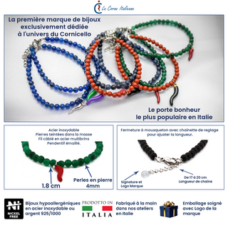 Bracelet L'Iconica Beads Gemstones Horn Steel
