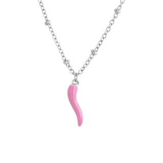 Silver Necklace – Beaded Chain & Horn Pendant | Eleganza
