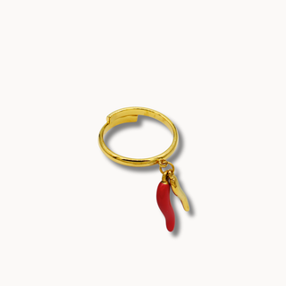 Adjustable Steel Ring – Doppio Corno Pendant | L’Iconica