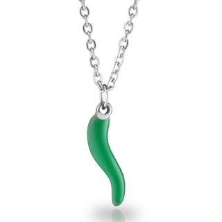 Silver Stainless Steel Chain Necklace – Horn Pendant | L’Iconica