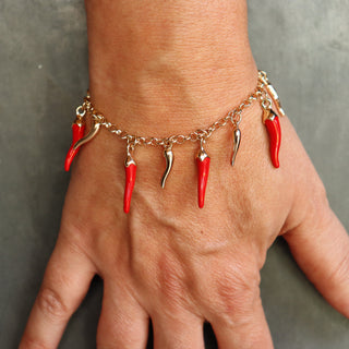 Steel Bracelet – Chain & Red and Steel Horns | L'Iconica