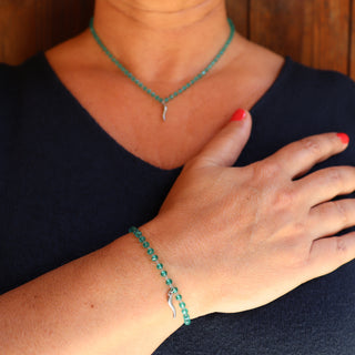 Bracelet Chaîne en Acier – Perles Cristallo & Corne | Eleganza