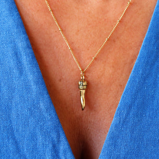 Steel Necklace – Beaded Chain & Corno Corona | L’Iconica