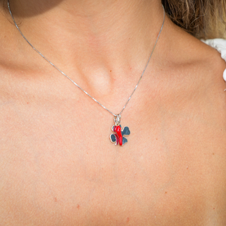 Silver Necklace – Chain, Horn & Clover | Fortuna