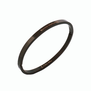 L'Iconica bangle bracelet in steel, "Buona Fortuna" engraving on the outside